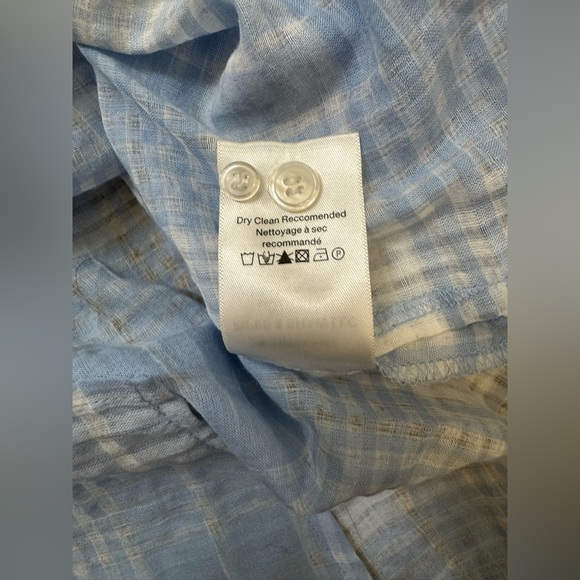 NWT Veronica Beard 3/4 sleeve Harris Plaid Button Up Blue LightweightBlouse XS - Picture 10 of 11